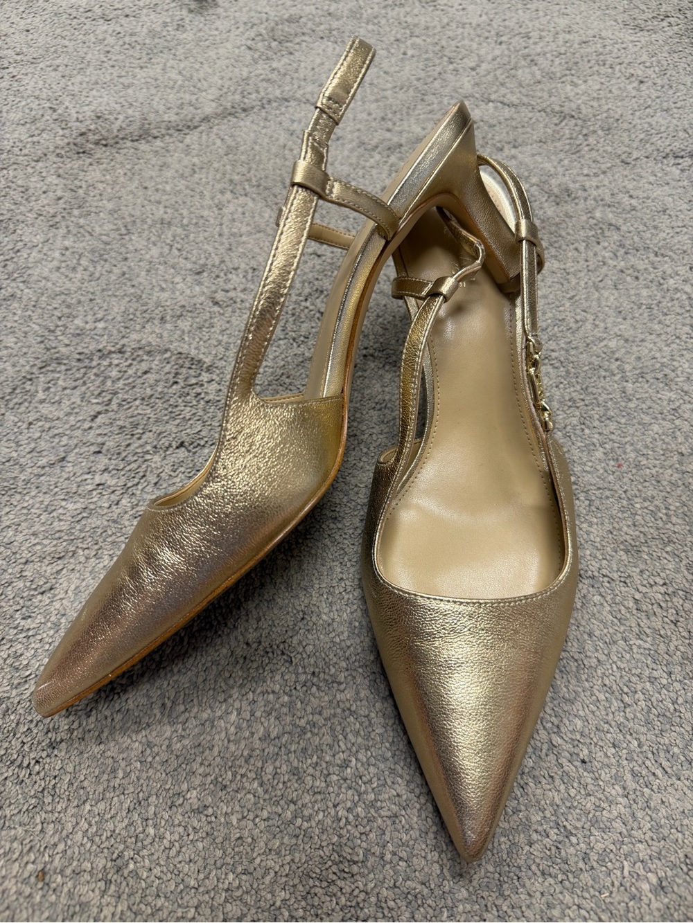 Michael Michael Kora Metallic Gold Pointed-Toe Slingback Heels - Women's